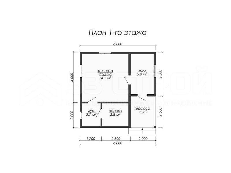 Планировка одноэтажной каркасной бани 6х6