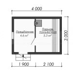 Планировка одноэтажной каркасной бани 3х4 - превью