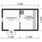 Планировка одноэтажной каркасной бани 3х5 - превью