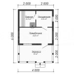 Планировка одноэтажной каркасной бани 6х4 - превью
