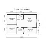Планировка одноэтажного каркасного дома 6 на 9 - превью