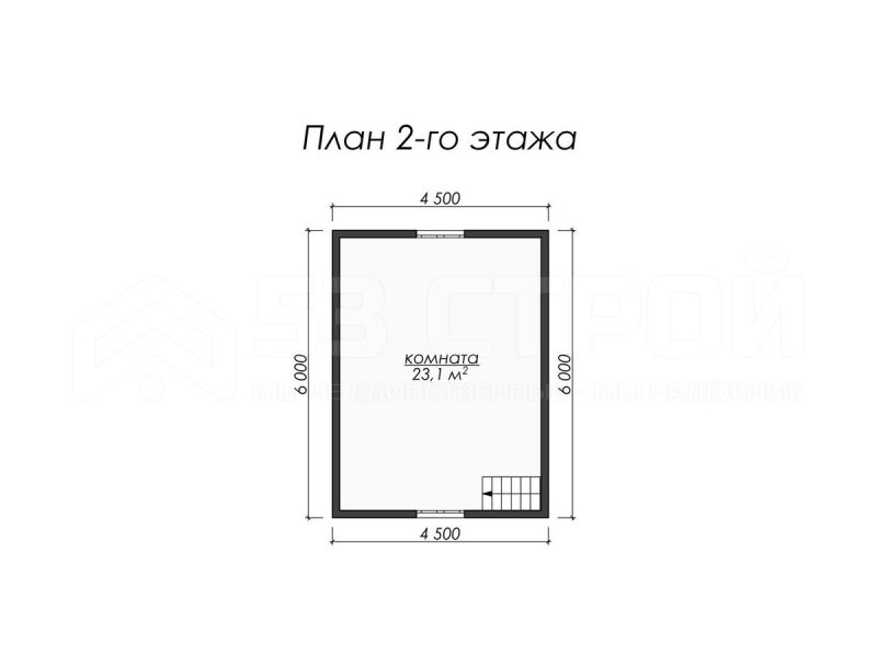 План второго этажа каркасного дома 6 на 10 с тремя спальнями