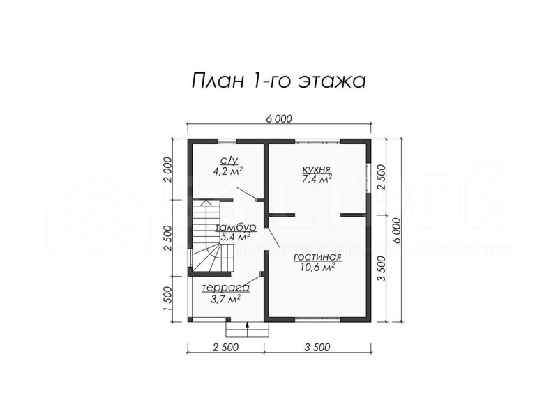 Планировка двухэтажного каркасного дома 6х6
