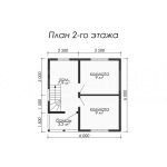 План второго этажа каркасного дома 6х6 с тремя спальнями - превью