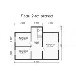 План второго этажа каркасного дома 7х8 с пятью спальнями - превью