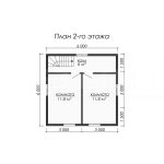 План второго этажа каркасного дома 6х8 с тремя спальнями - превью
