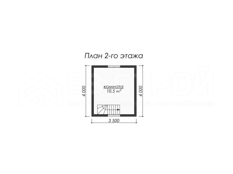 План второго этажа каркасного дома 5х5.5 с двумя спальнями