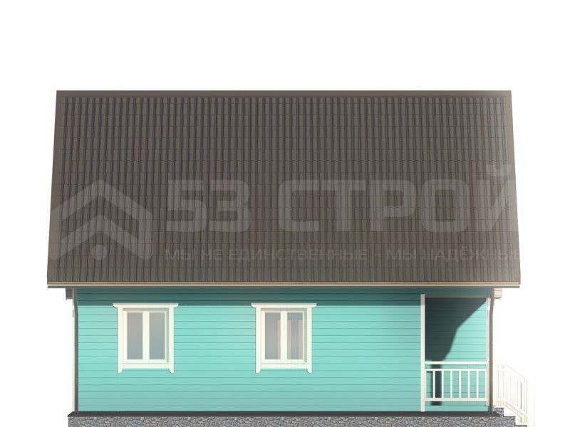 Проект каркасного дома 6х9 под ключ с двухскатной крышей