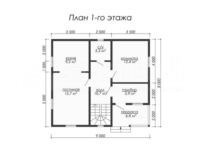 Планировка двухэтажного дома из бруса 8х9