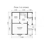 Планировка дома из бруса 7х6.5 с мансардой - превью