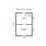 План второго этажа каркасного дома 7х6.5 с двумя спальнями - превью