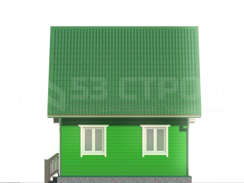 Проект каркасного дома 6х6 под ключ с двухскатной крышей