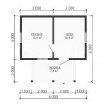 Планировка одноэтажного каркасного дома 6х6 - превью