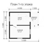 Планировка дома из бруса 5х5.5 с мансардой - превью