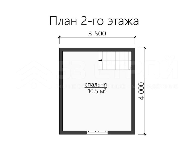 План второго этажа дома из бруса 5х4 с одной спальней