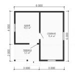 Планировка одноэтажного каркасного дома 6х6 - превью
