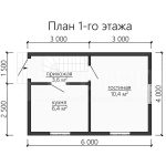 Планировка дома из бруса 6х4 с мансардой - превью