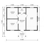 Планировка одноэтажного каркасного дома 6х8 - превью