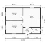 Планировка одноэтажного каркасного дома 6х8 - превью