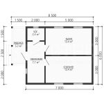 Планировка одноэтажного каркасного дома 6х8.5 - превью