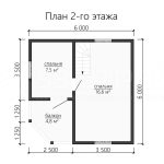План второго этажа каркасного дома 6х6 с двумя спальнями - превью