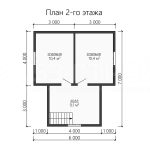План второго этажа каркасного дома 6 на 8 с двумя спальнями - превью