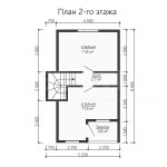 План второго этажа каркасного дома 6х8 с двумя спальнями - превью