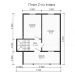 План второго этажа каркасного дома 8х8 с двумя спальнями - превью