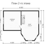 План второго этажа каркасного дома 8х7.5 с одной спальней - превью