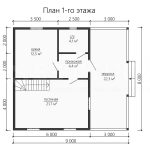 Планировка каркасного дома 8х9 с мансардой - превью