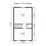 План второго этажа каркасного дома 8х9 с двумя спальнями - превью