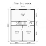 План второго этажа каркасного дома 8х8 с четырьмя спальнями - превью