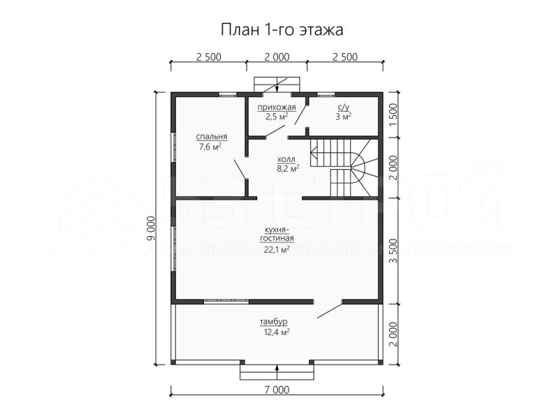 Планировка двухэтажного каркасного дома 7х9