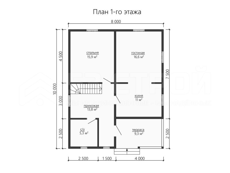 Планировка двухэтажного каркасного дома 8х10