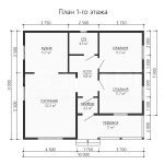 Планировка одноэтажного каркасного дома 9х10 - превью