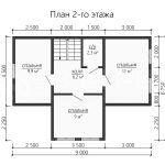 План второго этажа каркасного дома 7.5х11.5 с четырьмя спальнями - превью