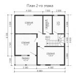 План второго этажа каркасного дома 8х8 с четырьмя спальнями - превью