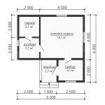 Планировка одноэтажной бани из бруса 6х6 - превью