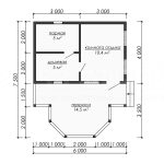 Планировка одноэтажной каркасной бани 6х7.5 - превью