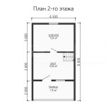 План второго этажа каркасной бани 6 на 8 с двумя комнатами - превью