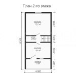 План второго этажа каркасной бани 6 на 8.5 с тремя комнатами - превью