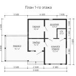 Планировка одноэтажной каркасной бани 7 на 9.5 - превью