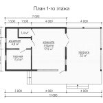 Планировка одноэтажной каркасной бани 11 на 6.5 - превью
