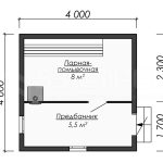 Планировка одноэтажной каркасной бани 4 на 4 - превью