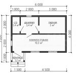 Планировка одноэтажной каркасной бани 6 на 4 - превью
