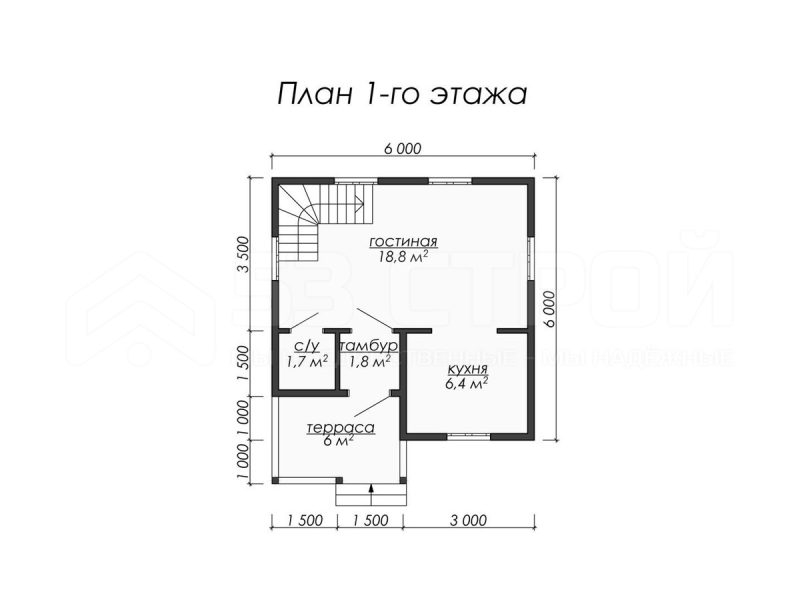 Планировка двухэтажного каркасного дома 6на6