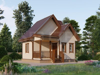 Каркасный дом с двухскатной крышей 043КДПК100