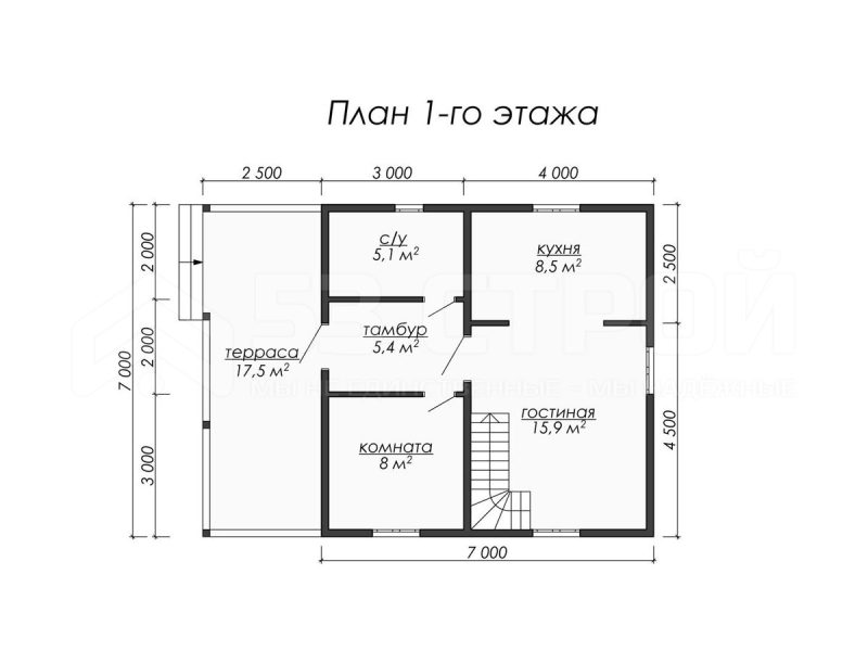 Планировка двухэтажного каркасного дома 7на9.5