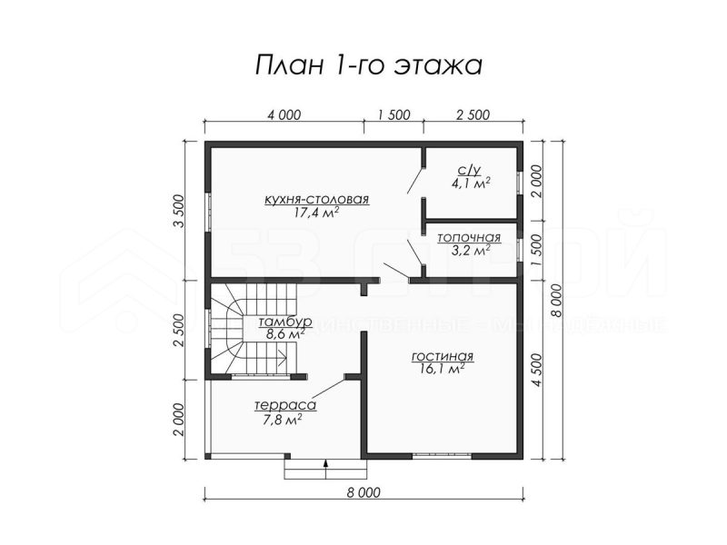 Планировка двухэтажного каркасного дома 8на8