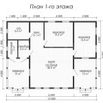 Планировка одноэтажного дома из бруса 9 на 12 - превью